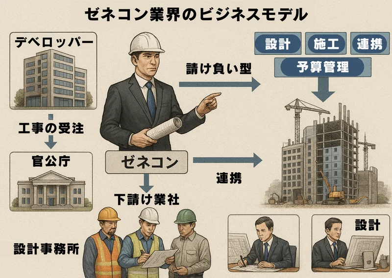 ゼネコン業界ビジネスモデルイラスト