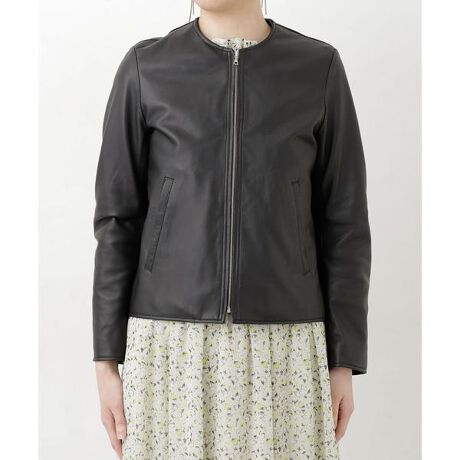 【新品タグ付き】シープレザーノーカラーブルゾン ナノユニバース 38 新品タグ付き】シープレザーノーカラーブルゾン ナノユニバース 38