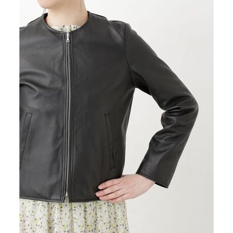 【新品タグ付き】シープレザーノーカラーブルゾン ナノユニバース 38 最大75%OFF まとめ割】シープレザーノーカラーブルゾン｜nano