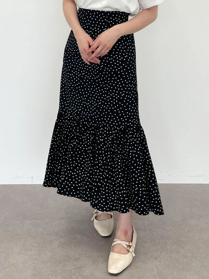 sheller ダブルフリルドットマーメイドスカート sheller シェリエ ダブルフリルドットマーメイドスカート