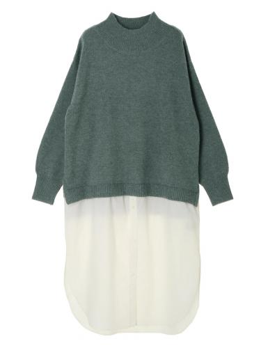 Smasell ニット シャツドッキングワンピース