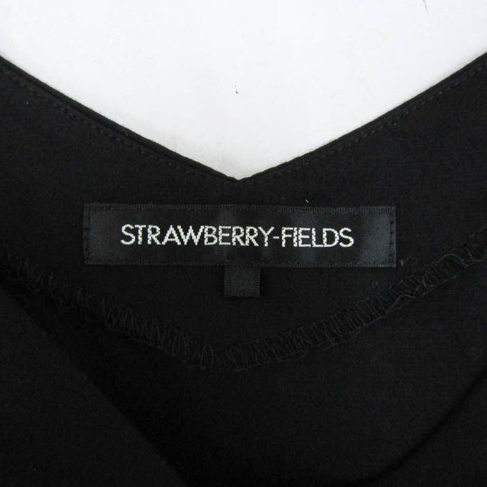 STRAWBERRY-FIELDS ノースリーブフレアワンピース Vネック ブラック 