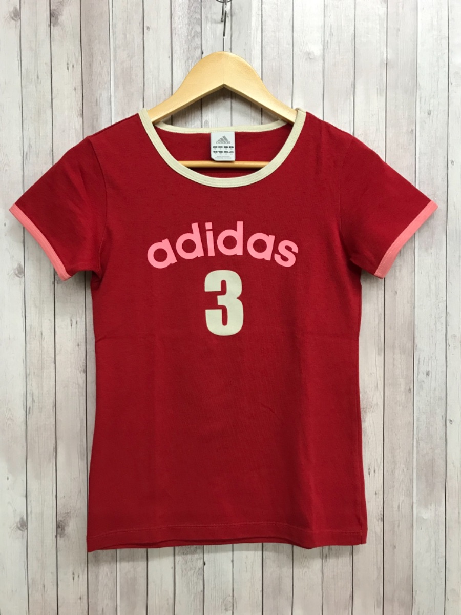 Smasell Adidas アディダス 半袖 コットン100 Tシャツ リンガーt レディース Mサイズ レッド アイボリー 4