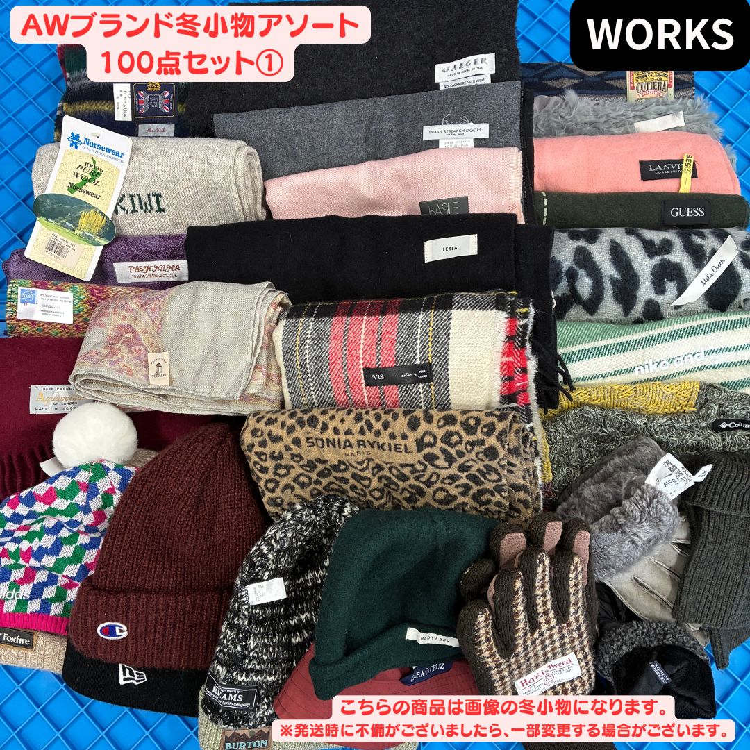 AWブランド冬小物100点アソートセット マフラー 帽子 手袋含む 業販 卸向け【OLD FLIP】｜店舗買取｜その他＞福袋・福箱｜USEDの ...