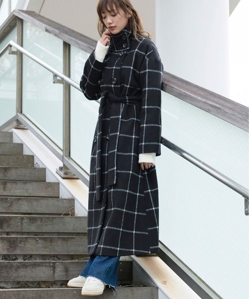 秋冬モデル◎新品☆M nort (エムノート) タンドカラーチェックロング  