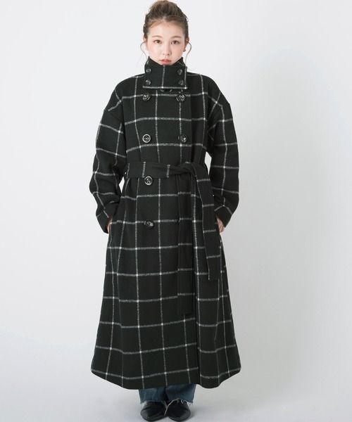 秋冬モデル◎新品☆M nort (エムノート) タンドカラーチェックロング 