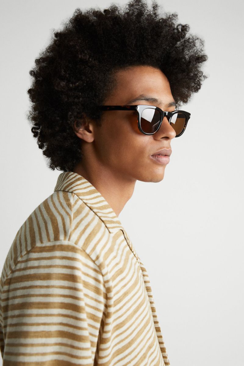 新品☆ZARA(ザラ) ストライプジャカードシャツ 半袖コットン麻素材