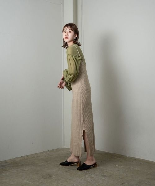 新品Amiur エミレロングワンピースシアーシャツ人気完売