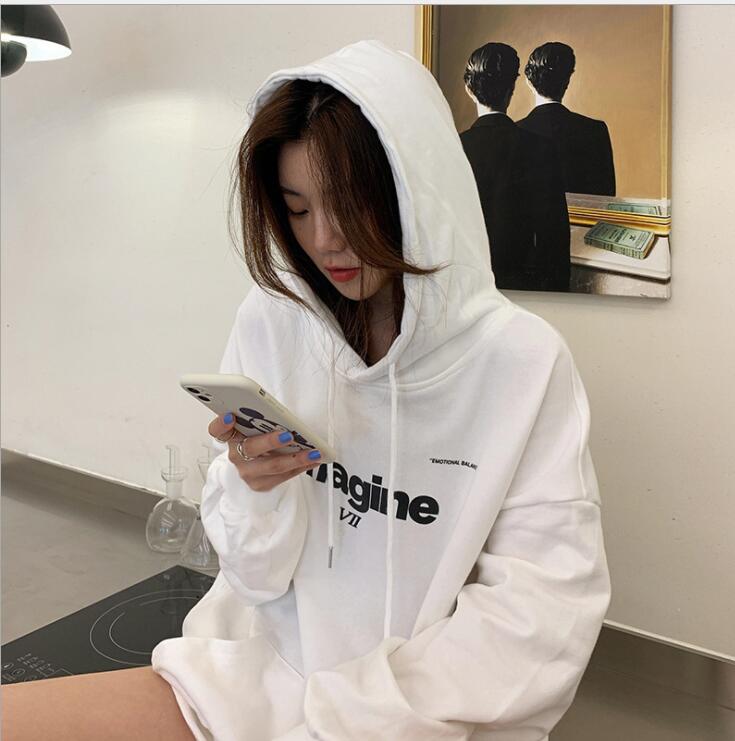 Smasell 大人服 Tシャツ 長袖 レディース 秋 薄型 英字 カジュアル フード付き トレンド 人気