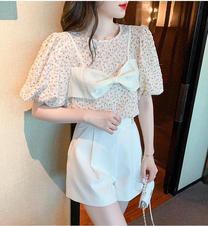 ファッション トップス レディース 夏 リボン 切替え 小花柄 かわいい おしゃれ 人気 Smasell スマセル 公式通販 サスティナブルアウトレットモール スマセル