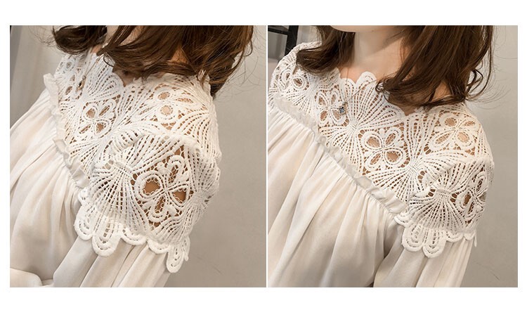 Smasell 超目玉 カットソー 長袖 オフショルダーみたいな肩レース可愛いプルオーバー 袖ギャザー