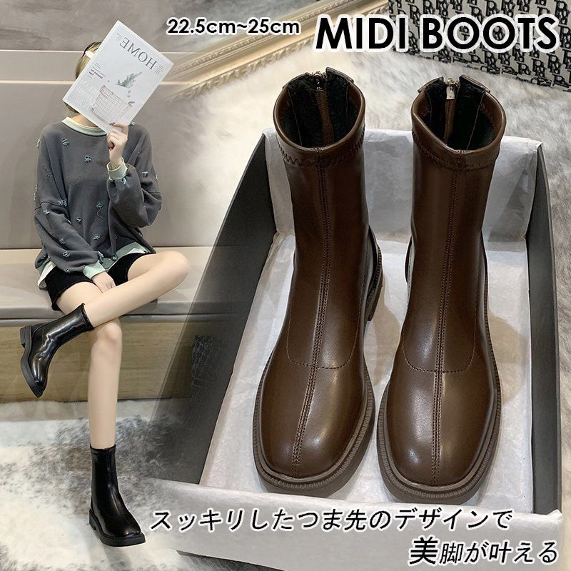 21秋冬新作 レディース 靴 ブーツ ミディ ミドル ショート アンクル Boots フラット バックファスナー Smasell スマセル 公式通販 サスティナブルアウトレットモール スマセル