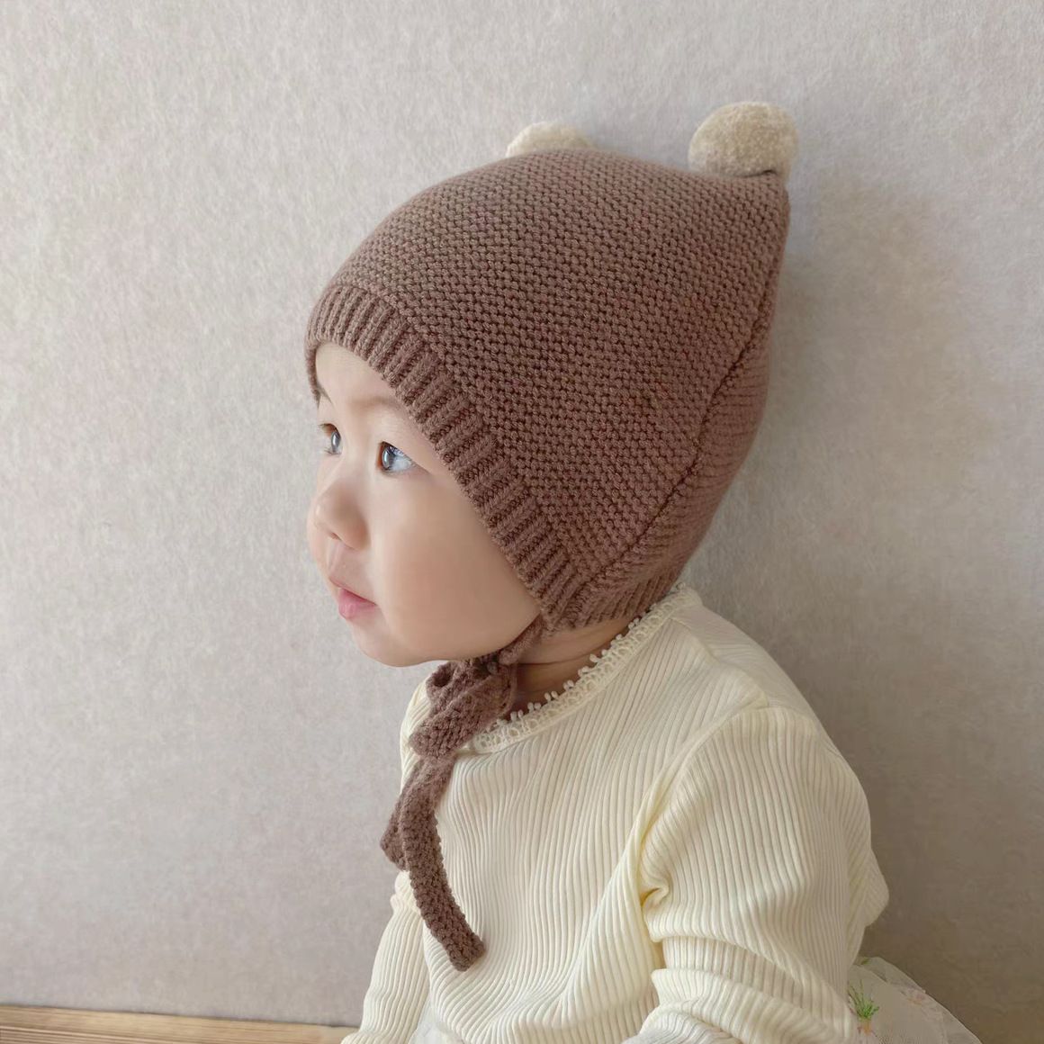 新作22 子供 キッズ 帽子 可愛い ポンポン ニット帽 赤ちゃん ベビー あご紐ニット 手編みニット Smasell スマセル 公式通販 サスティナブルアウトレットモール スマセル