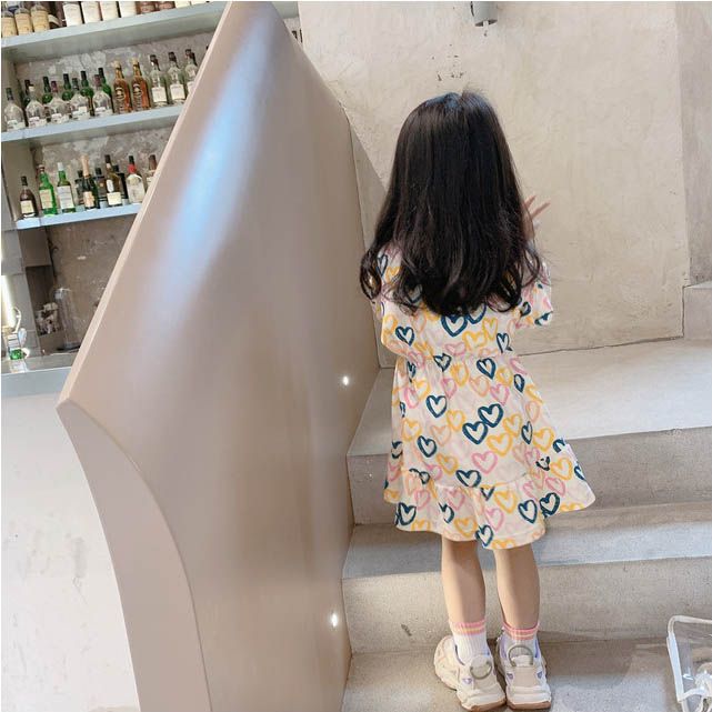 22新作 韓国子供服 子供 キッズ ワンピース ハート 長袖 風船 かわいい 女の子 裾フリル 秋 冬 春 Smasell スマセル 公式通販 サスティナブルアウトレットモール スマセル