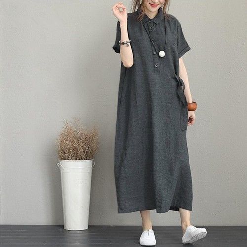 21新作 春夏 レディース 無地 ベーシック シャツワンピース 半袖 トレンド 着回し 麻調 Smasell スマセル 公式通販 サスティナブルアウトレットモール スマセル
