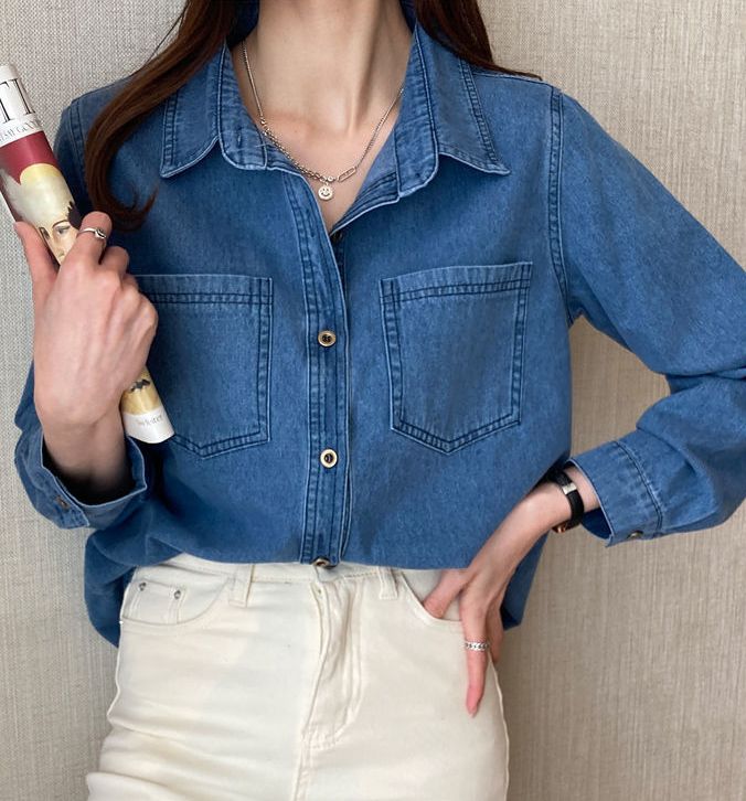 22新作 レディース デニムシャツ 羽織 長袖 トップス ブラウス ダンガリーシャツ 着回し オシャレ 定番 Smasell スマセル 公式通販 サスティナブルアウトレットモール スマセル