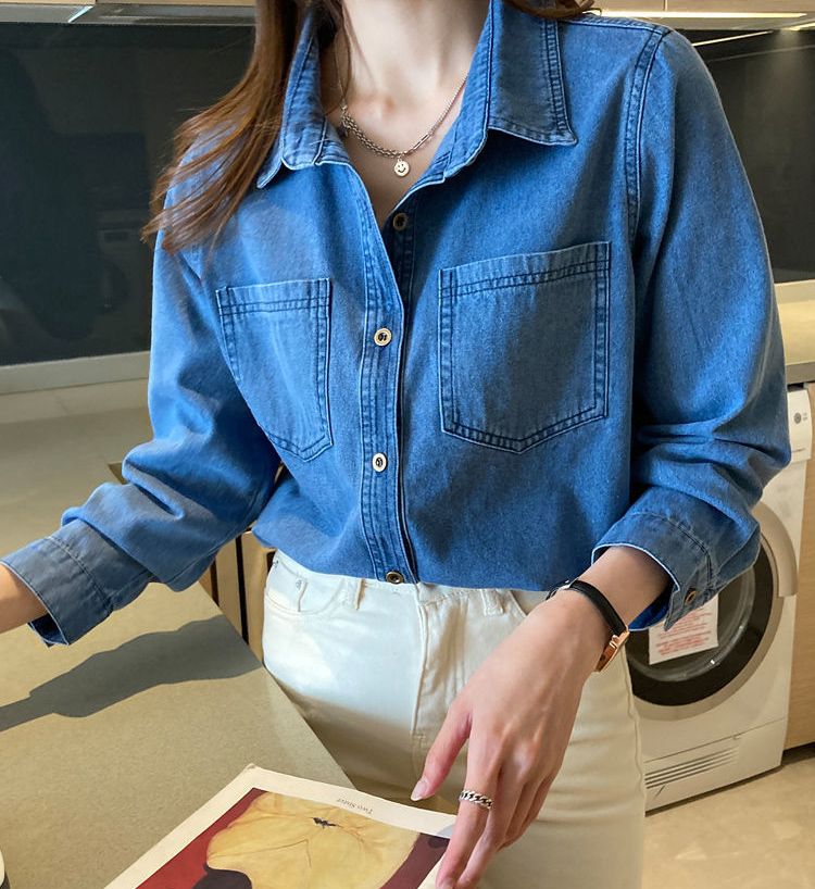 22新作 レディース デニムシャツ 羽織 長袖 トップス ブラウス ダンガリーシャツ 着回し オシャレ 定番 Smasell スマセル 公式通販 サスティナブルアウトレットモール スマセル