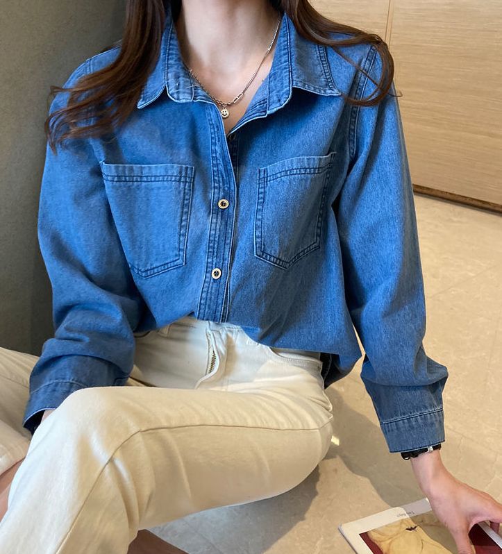 22新作 レディース デニムシャツ 羽織 長袖 トップス ブラウス ダンガリーシャツ 着回し オシャレ 定番 Smasell スマセル 公式通販 サスティナブルアウトレットモール スマセル