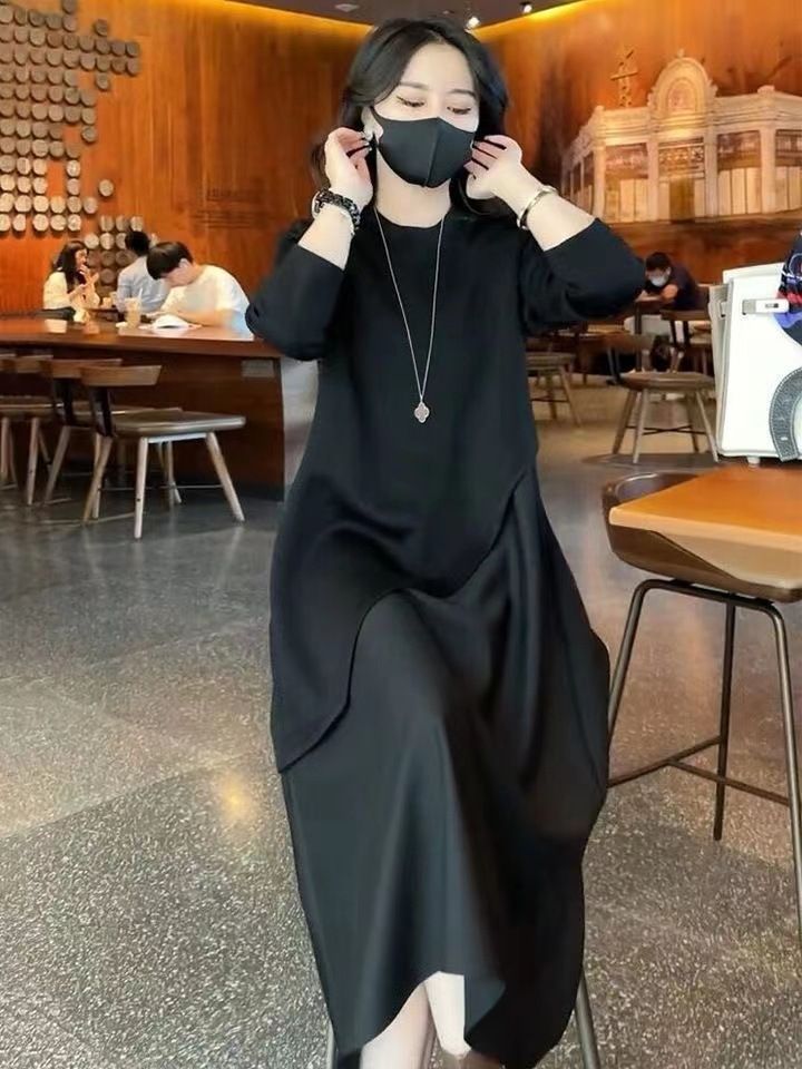 新作 レディース ニット ワンピース ロング レイヤード風 長袖