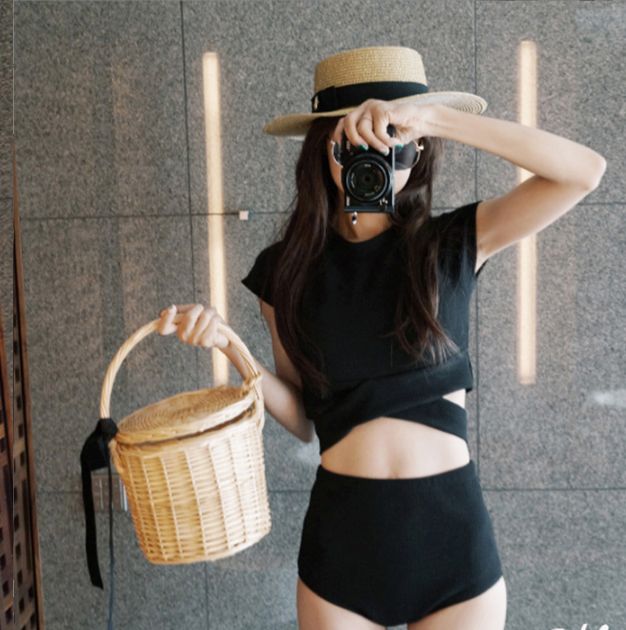 レディース 水着 黒 ブラック パッドあり オールブラック 露出