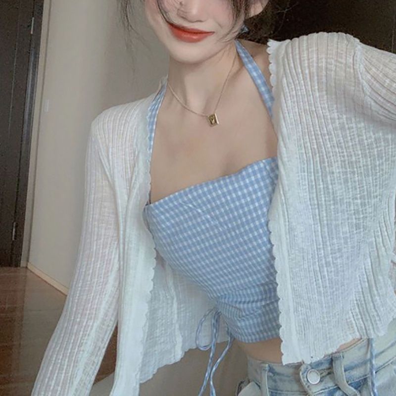 春夏の爽やかナチュラルトップス❤️シンプルデザインでお出かけにも最適！ 春夏秋 薄手 サマーカーディガントップス ニットカーディガン