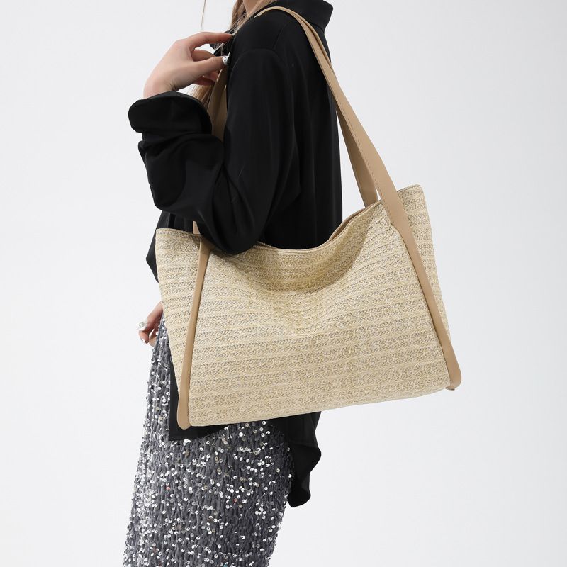 新作 トートバッグ 麦わら風 かご風 ストローバッグ ナチュラル