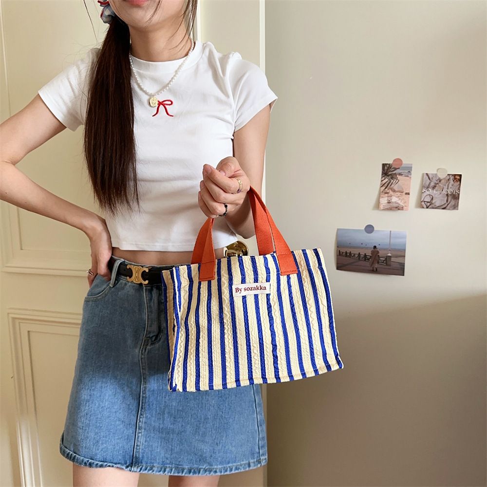 ストライプ手提袋400枚⭐︎まとめ売り あずま袋 大 麻細ストライプ 8018st | MAKI TEXTILE STUDIO on