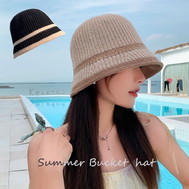 新作 レディース 帽子 バケットハット 小顔効果 ストロー 軽量 深め