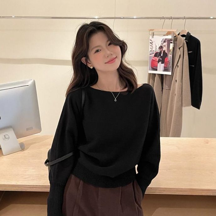 新作 ニット セーター2way ボートネックニット ワンショルダー