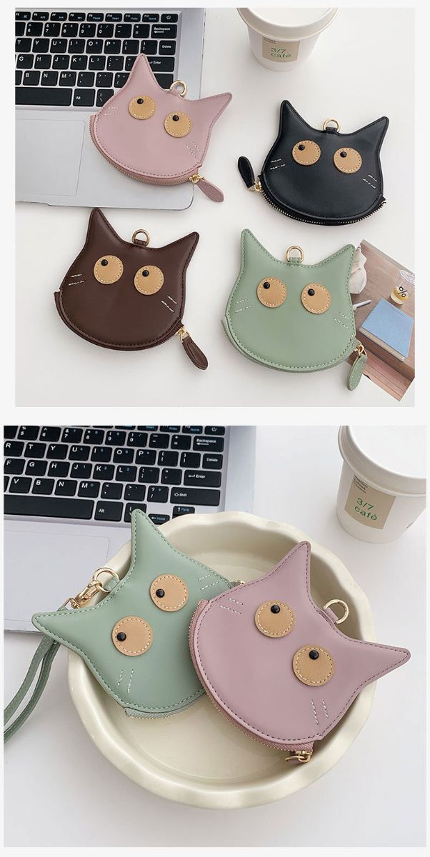 小物入れ イヤホン入れ ポーチ 猫 コインケース ストラップ ミニ