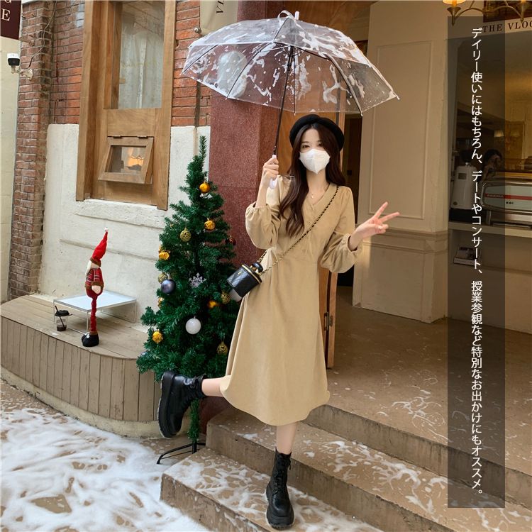 2023新作 レディース ワンピース ロング Aラインミディ 長袖 きれいめ  