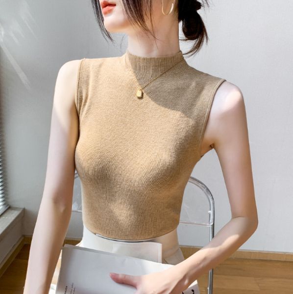 2023新作 レディース セーター ニット ノースリーブ ハイネック  