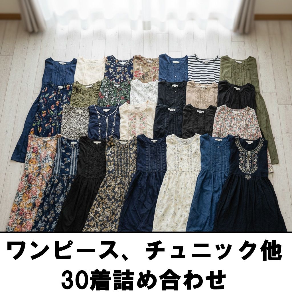 サイズ色々 ワンピース、チュニック30着 まとめ売り｜店舗買取 
