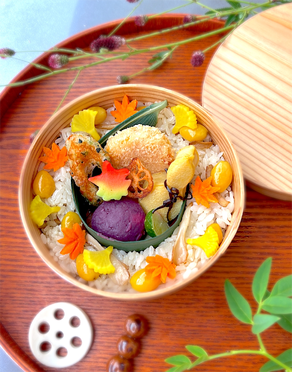 秋色を楽しむお弁当作り