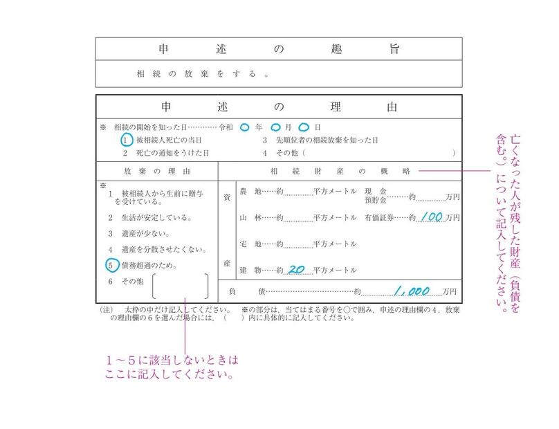 記入例1　申述人が成人の場合｜裁判所