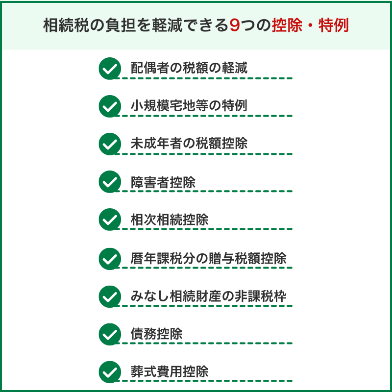 基礎控除以外で相続税の負担を軽減できる9つの控除・特例