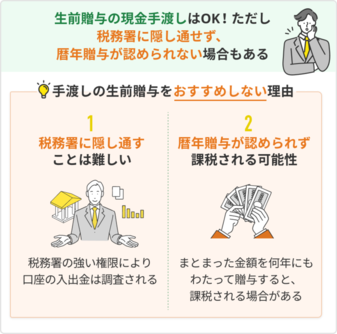 生前贈与で現金手渡しはOK？税務署に指摘されないための注意点 