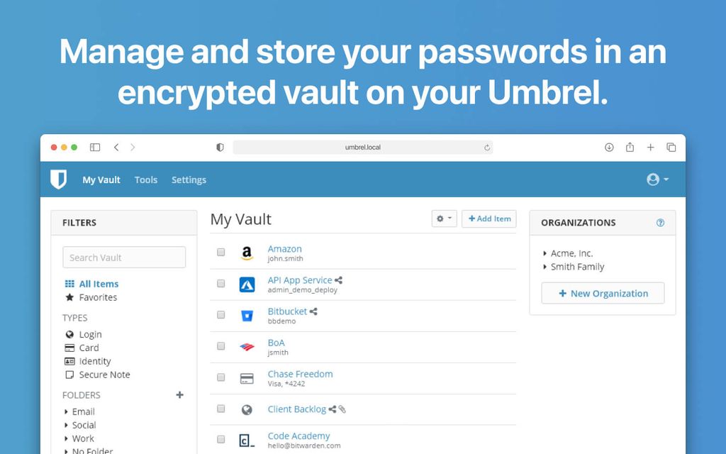 【Umbrel】VaultwardenをTorじゃなくてtailscaleで使いたい