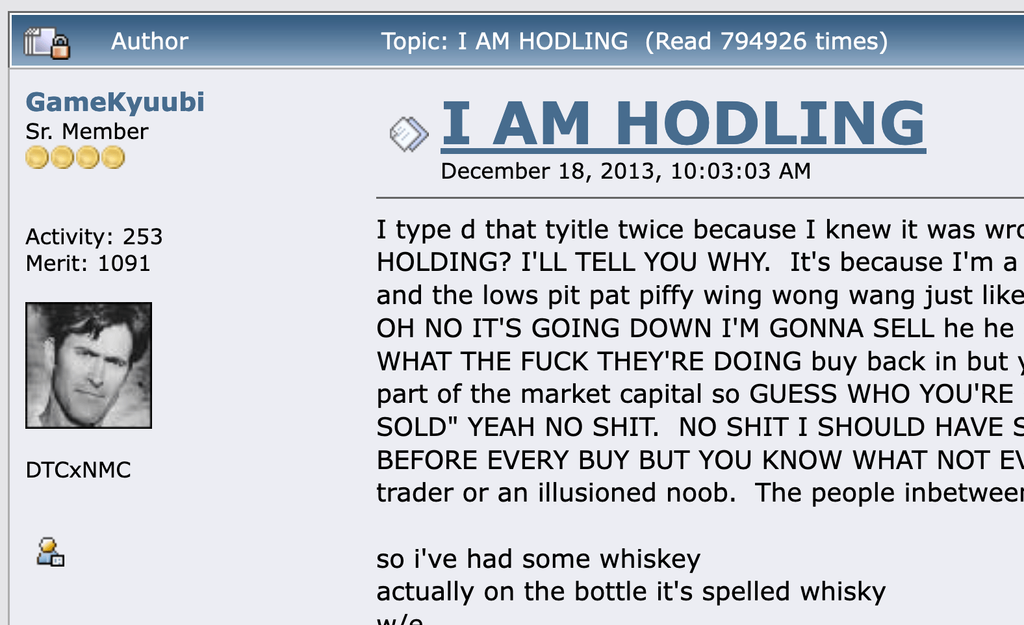 日本在住のミームレジェンド！？
“I AM HODLING”