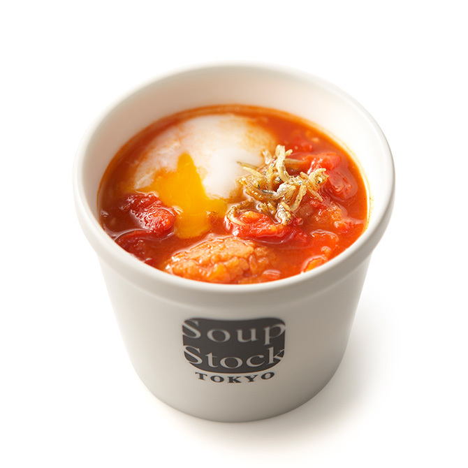 しらすと半熟玉子のぺペロンチーニスープ