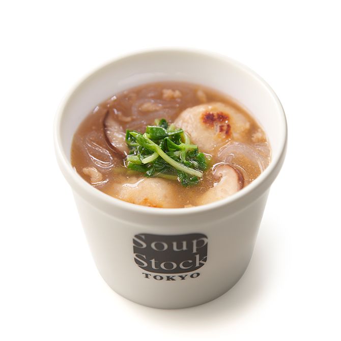 鶏つくねと春雨の黒酢煮込みスープ