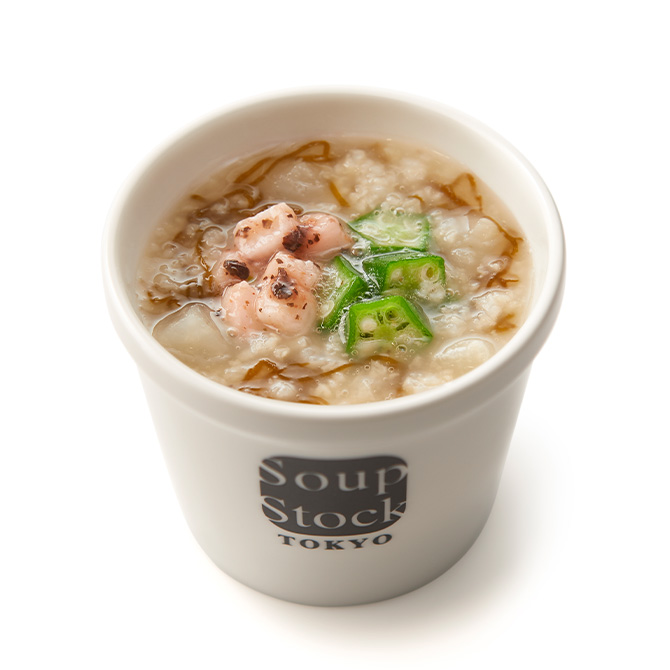 オクラともずくの焙じ茶粥