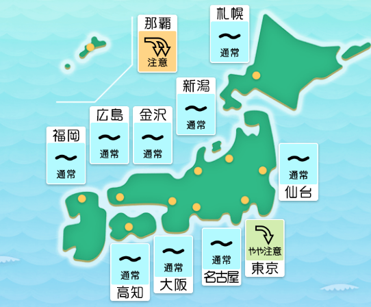 8月18日の天気頭痛予報マップ