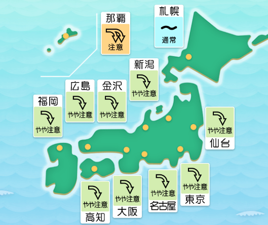 8月24日の天気頭痛予報マップ