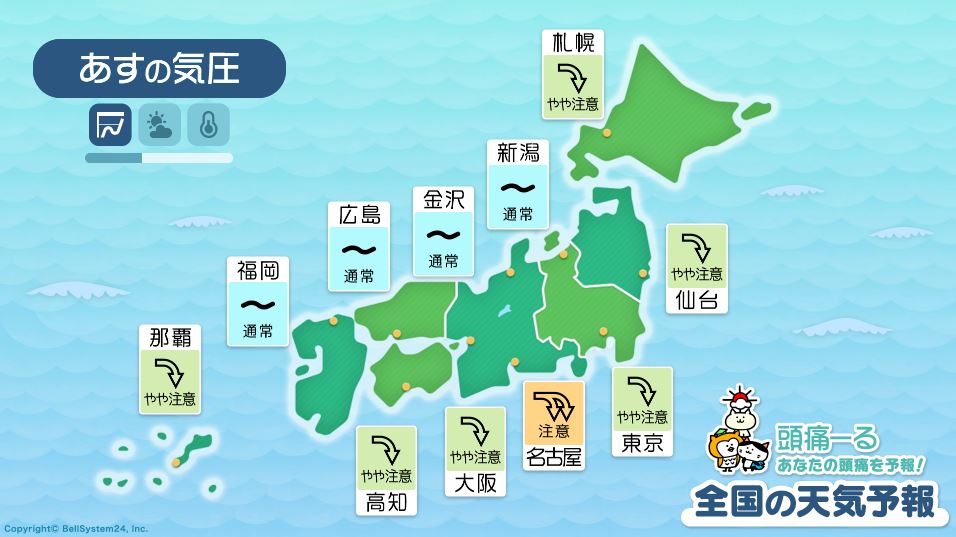 7月22日-全国の気圧予報