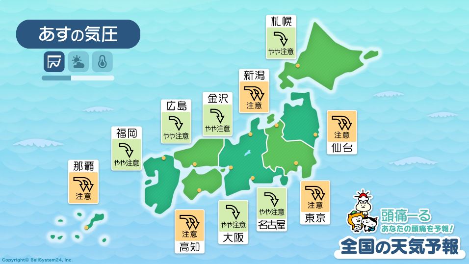 8月9日-全国の気圧予報