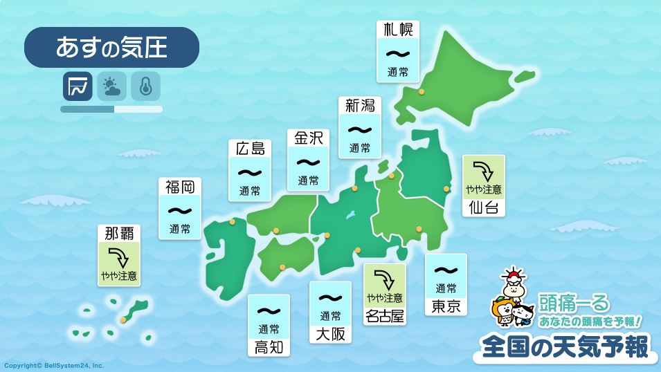 8月20日-全国の気圧予報
