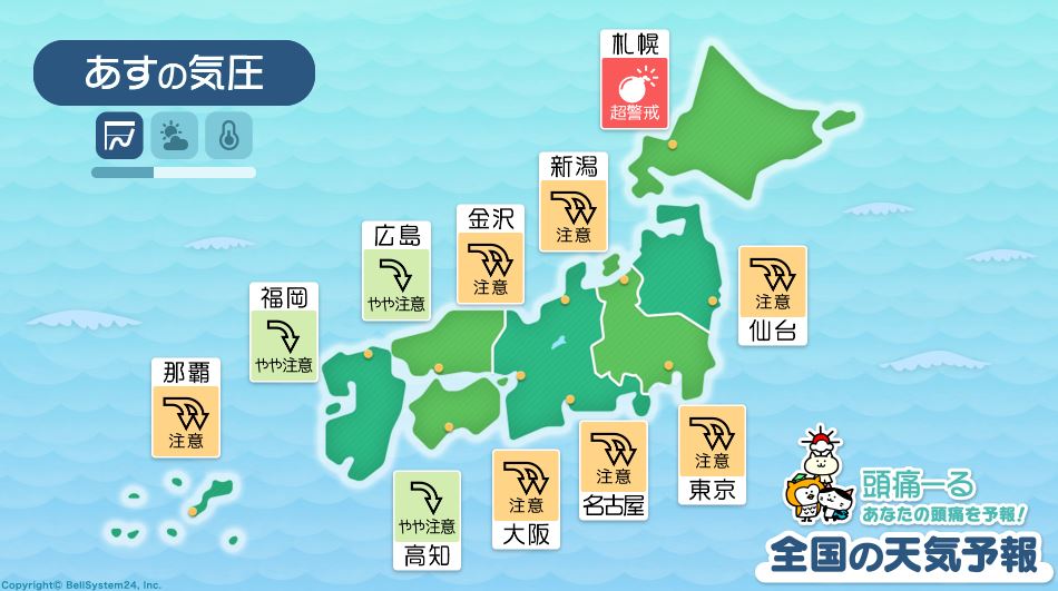 8月26日-全国の気圧予報