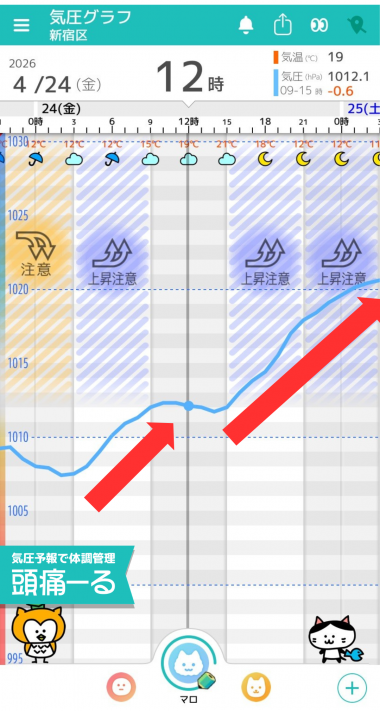 4月24日　東京の気圧グラフ
