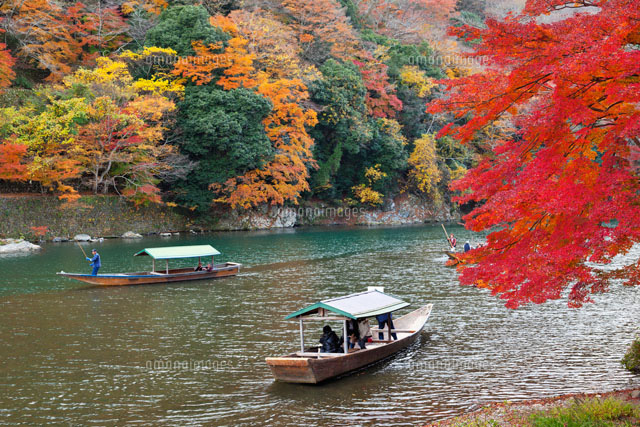 紅葉の嵐山と屋形船
(c)YOSHITSUGU NISHIGAKI/SEBUN PHOTO